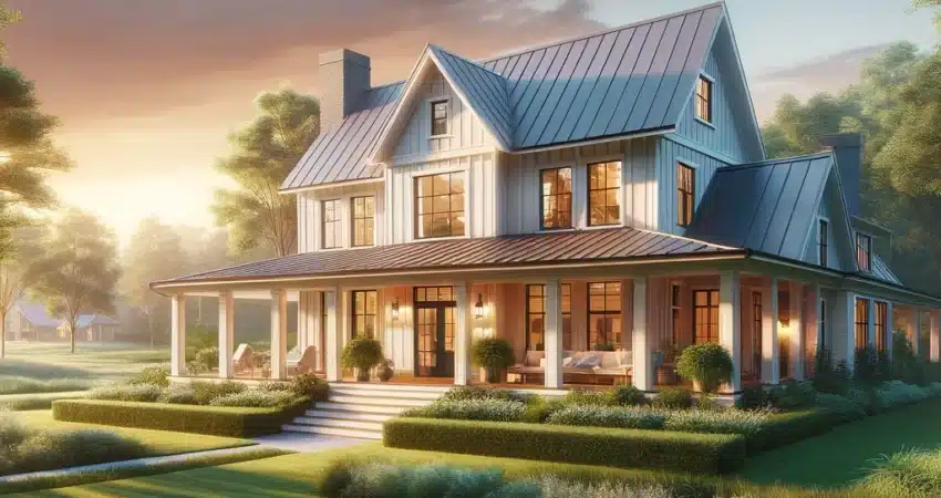 Modern farmhouse located in North Carolina showcasing a blend of traditional and contemporary architectural elements