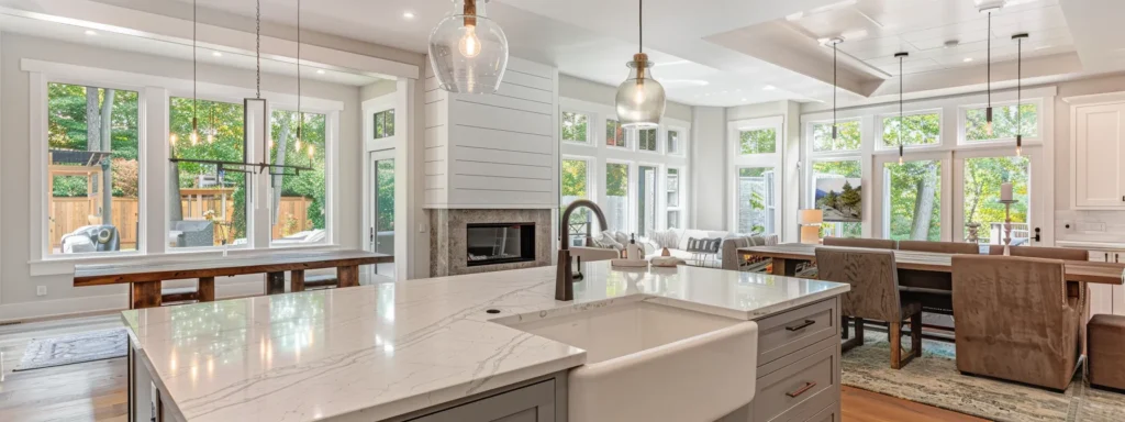 a modern, stylish farmhouse sink in a well-lit, spacious kitchen, adding elegance and functionality to the home.