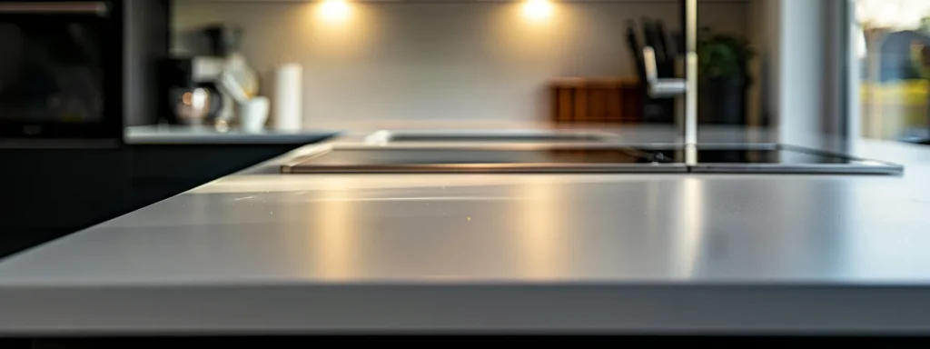 a sleek, contemporary kitchen island with clean lines and modern fixtures set as the focal point in a refurbished raleigh kitchen.