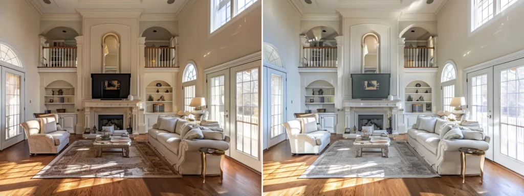 an elegant living room in a raleigh home featuring matte, satin, and eggshell paint finishes that exude sophistication and durability.