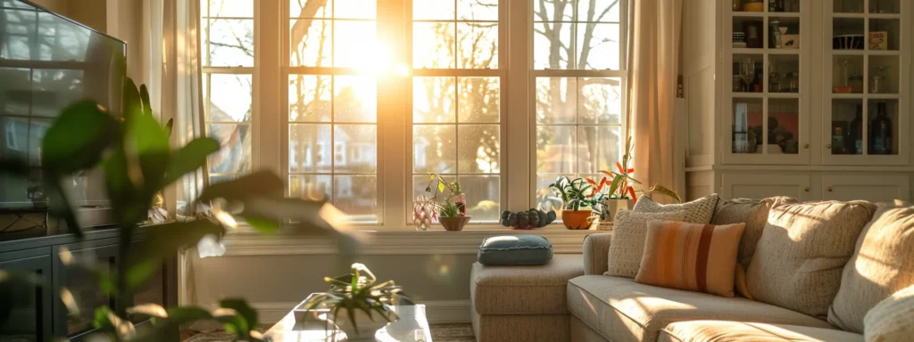 a sunny living room with glossy paint finish reflecting natural light, creating a bright and inviting space in a raleigh home.