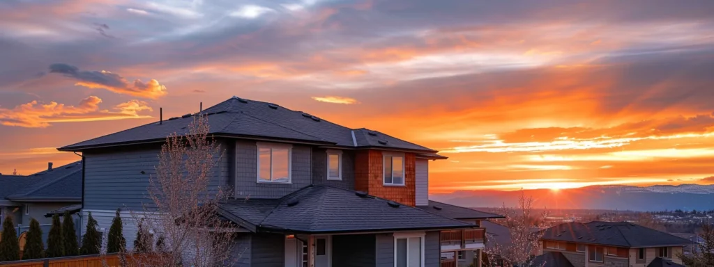 a beautifully detailed rooftop showcasing a blend of energy-efficient materials like thermoplastic elastomer and carbon steel under a radiant sunset, symbolizing informed choices for homeowners.