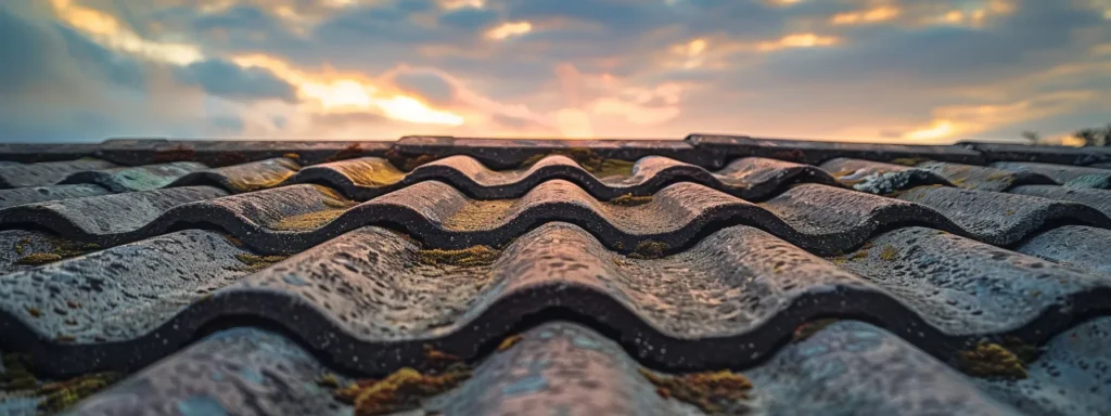 a close-up of a weathered rooftop under a dramatic sky, highlighting the urgency of proper roof repair licensing to prevent costly violations and ensure homeowner safety.