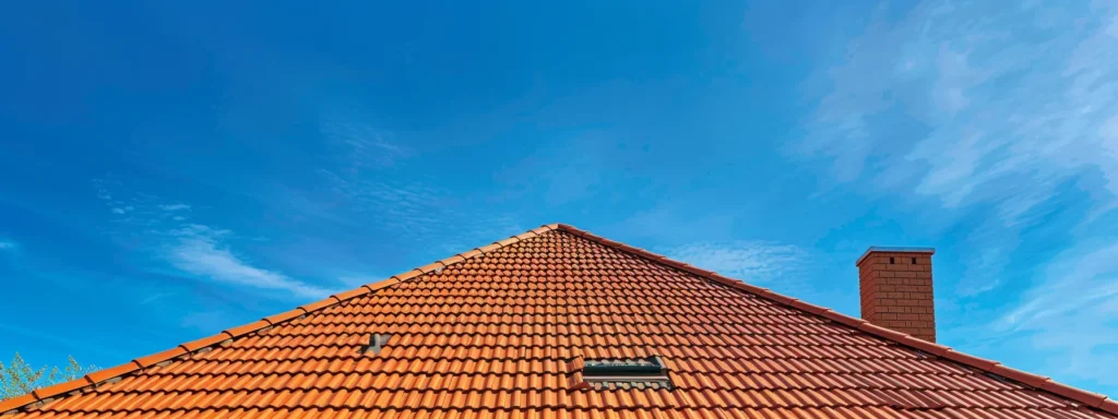 a striking image of a freshly repaired, gleaming roof against a bright blue sky showcases the enhanced curb appeal and increased property value for homeowners.