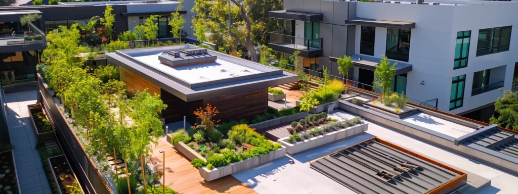 a vibrant rooftop landscape showcasing a diverse array of roofing materials, including the sleek shine of metal, the rich textures of wood shingles, the classic appeal of tile, and the layered dimensions of asphalt, all captured under bright sunlight to emphasize their unique features and aesthetic qualities.