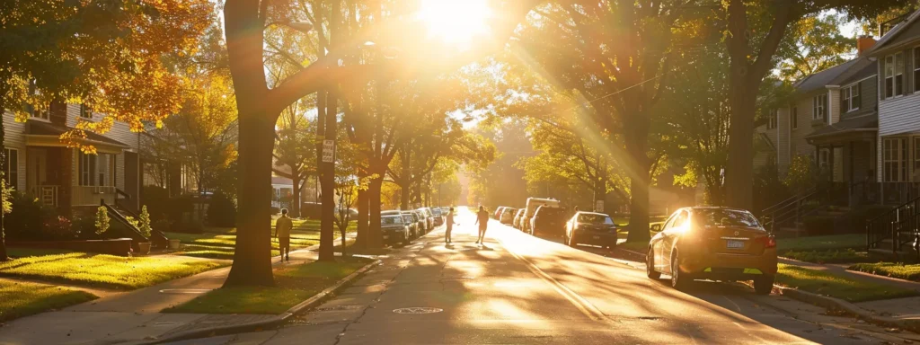 a vibrant, sunlit street scene in raleigh showcases local roofers engaging in friendly discussions with homeowners, emphasizing trust and community connections in home maintenance.