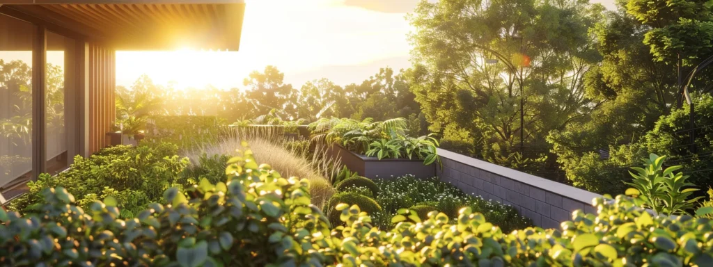 a visually striking rooftop scene showcases a modern eco-friendly home adorned with lush greenery, emphasizing the contrast between sustainable materials and traditional roofing, illuminated by soft golden sunlight that highlights their distinctive textures.